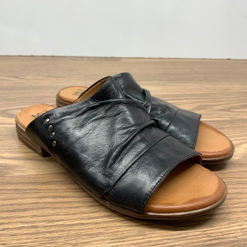 Miz Mooz Dandelion‎ Slide Sandals Shoes Womens Size 41 9.5 / 10 Black